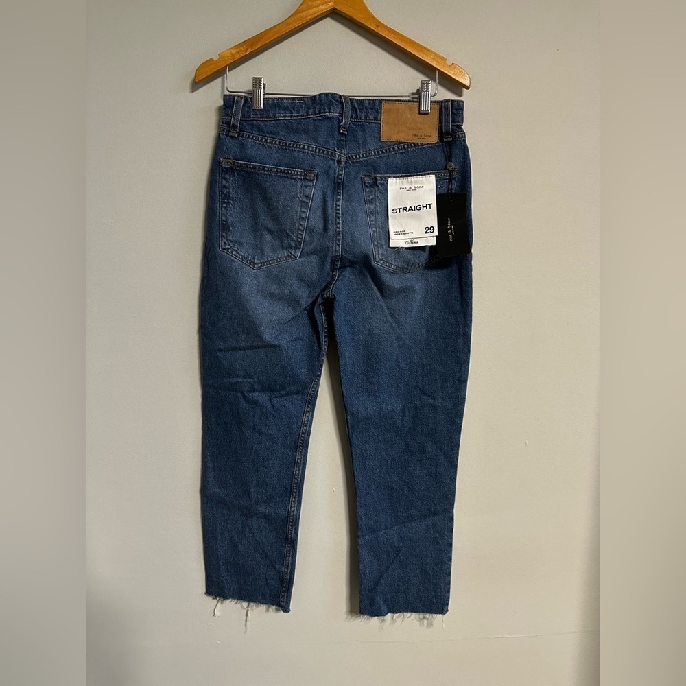 Rag & Bone Nina High Rise Straight Ankle Cigarette Cotton Raw Hem 29 Blue NWT - Picture 11 of 16